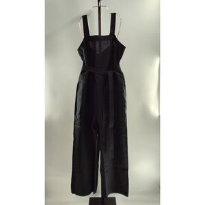 Quince 100% European Linen Square Neck Jumpsuit Black